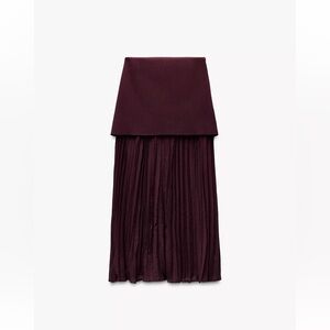 Zara Burgundy Pleated Skirt
